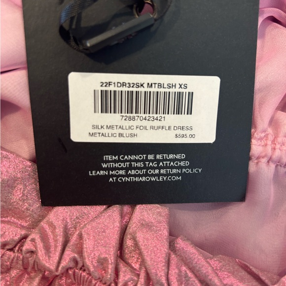 NWT Cynthia Rowley Pink Silk Ruffle Off Shoulder Mini Dress $600 Retail Size XS - Picture 8 of 10